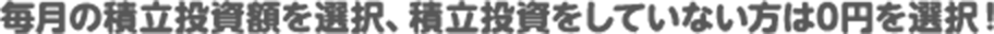 毎月の積立投資額を選択、積立投資をしていない方は0円を選択！